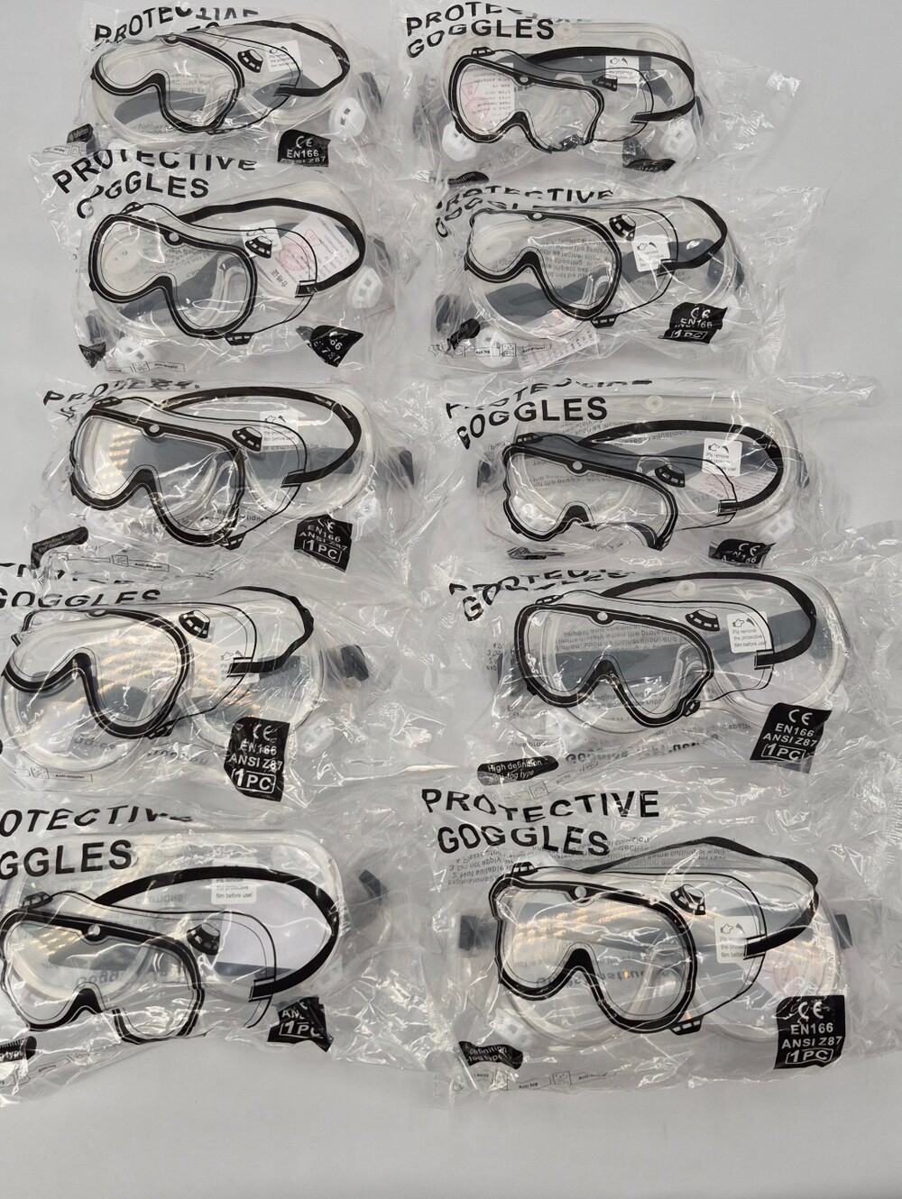 10pc Anti Fog Protective Safety Goggles Ventilation Valve Clear Lens Wide